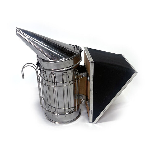 Дымарь пасечный из нержавеющей стали, мех съемный из кожзаменителя, с ограждением