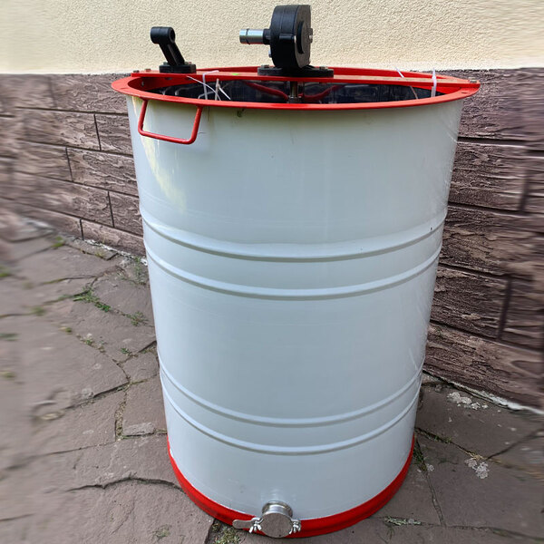 Медогонка 3х рамочная неповоротная РКС, AISI 304 ( кассета и ротор сварная), кран Нж.