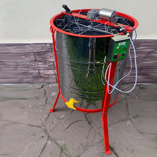 Медогонка 4х рамочная нержавеющая AISI 304, кассета сварная окрашенная, кран пласт